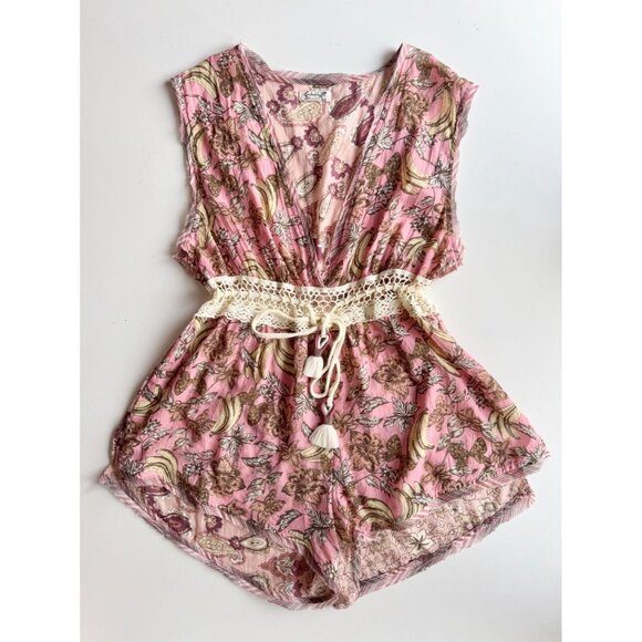 INTIMATELY FREE PEOPLE Watching Waves Pink Floral Cotton Voile Romper, Size S - Picture 6 of 16